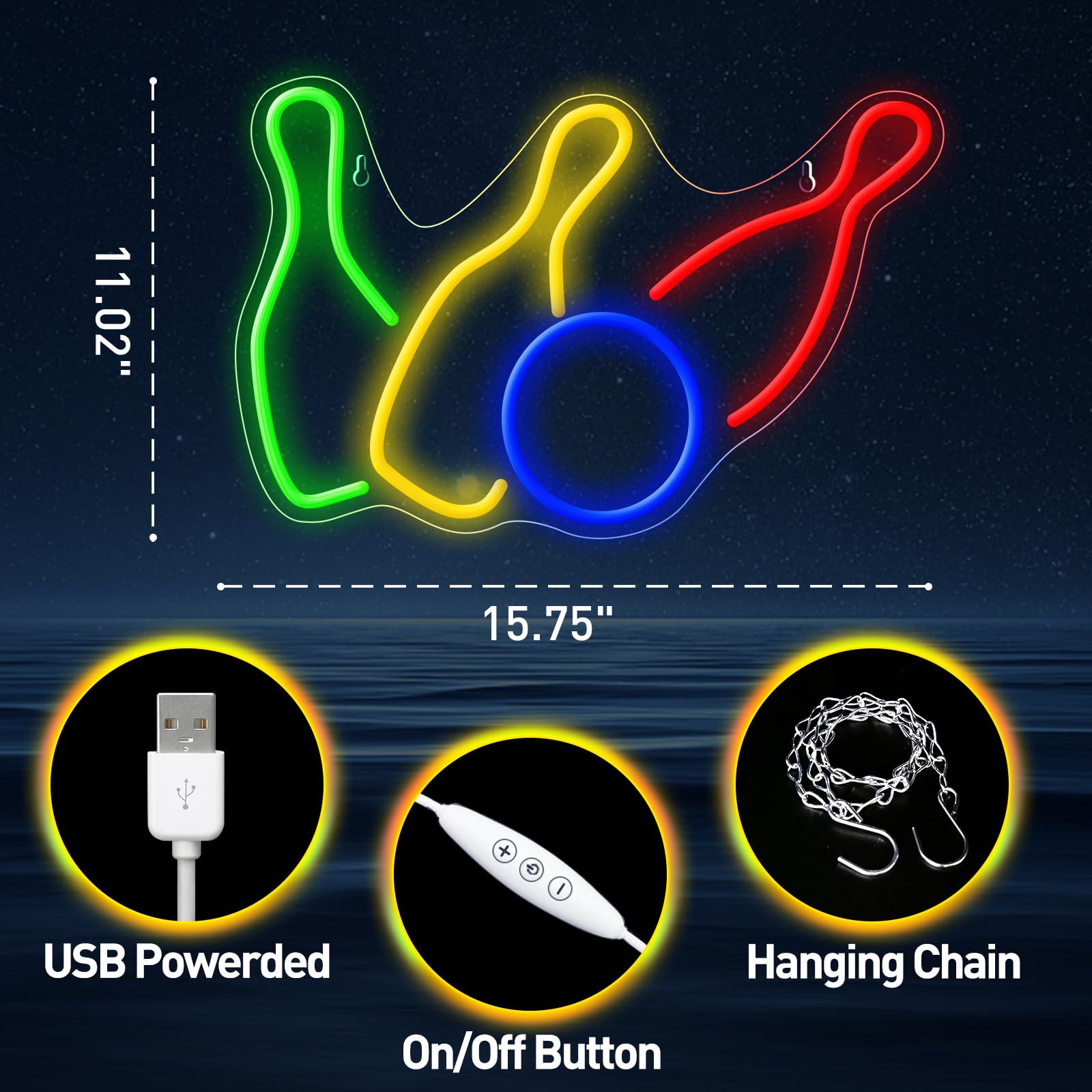 Letreros de neón para decoración de club deportivo, alimentado por USB, letreros de neón LED para club de bolos, decoración de pared, sala de juegos, dormitorio, letrero de luz de juego para