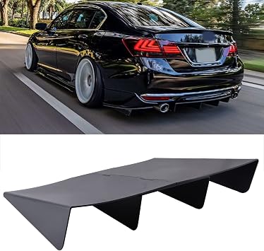 JMTBNO Rear Diffuser Bumper 4 Fins Spoiler Splitter Lip Black 22"x 20" Compatible with Honda Accord Dodge Challenger Ford Mustang GT