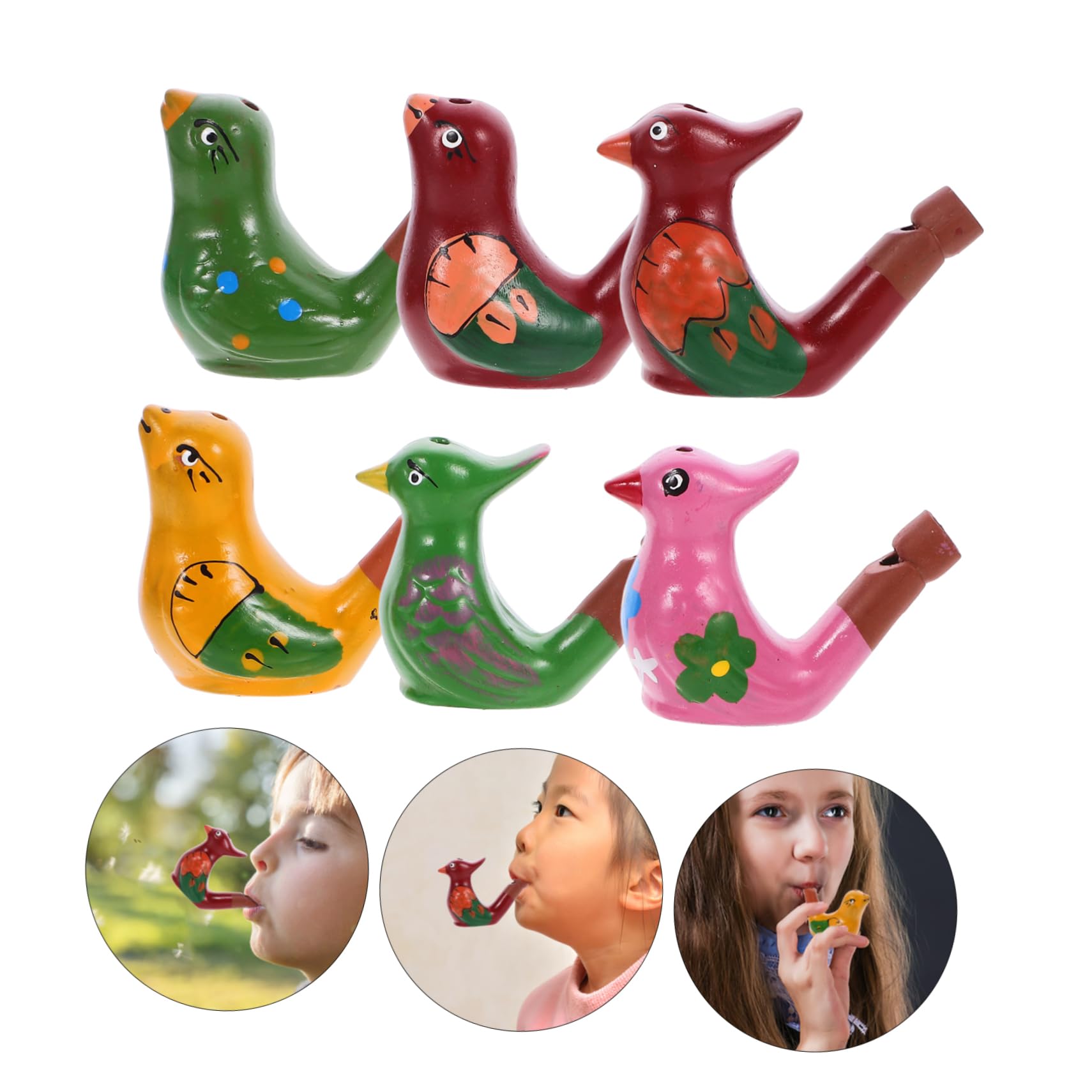 Vaguelly Lot De 6 Sifflets À Oiseaux En Céramique Pour Enfants Jouets Sonores Éducatifs Petits Sifflets D'Oiseau Aquatique Pour Fêtes Et Anniversaires