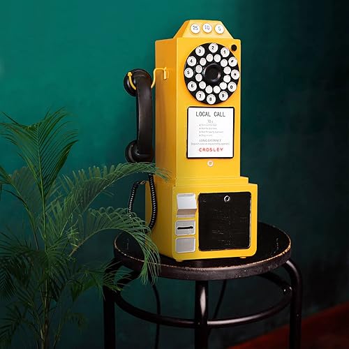 Miniatura 6 de Teléfono antiguo Esfera giratoria modelo de teléfono fijo vintage clásico accesorios de teléfono retro montados en la pared, manualidades,