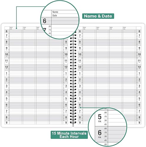 Miniatura 4 de Libro de citas – Libro de citas de salón sin fecha, libro diario y horario con 200 páginas, de 6 AM a 9 PM, planificador diario de intervalos de 15