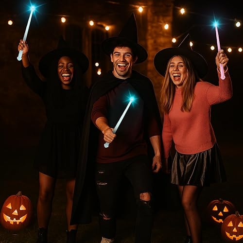 Miniatura 18 de Gejoy Varita de mago mágico, 2 piezas, varita mágica de hada de princesa, juguete de sonido de luz de Navidad, accesorios de cosplay para niños Azul