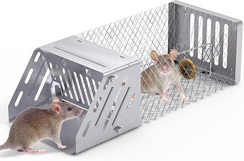 Trampa humana para ratas, jaula automática continua para ratones, jaula de trampa de animales vivos de una sola puerta para interiores y exteriores
