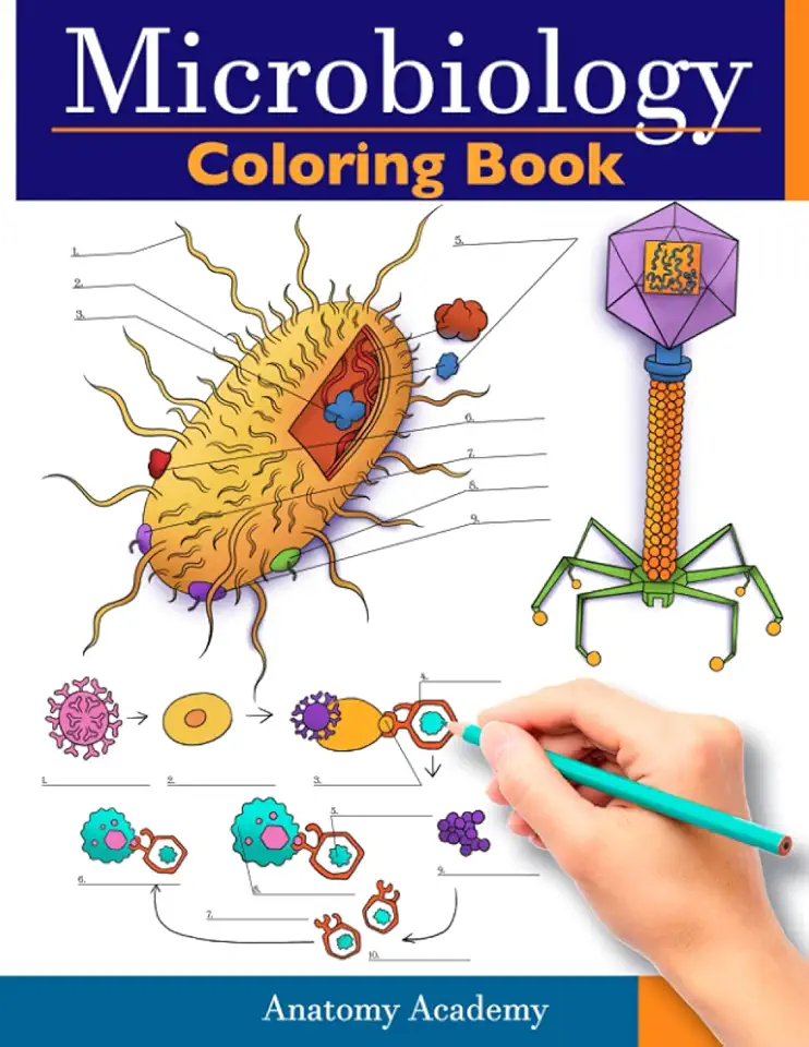 Microbiology Coloring Book: Incredibly Detailed Self-Test Color workbook for Studying | Perfect Gift for Medical School Students, Physicians &amp; Chiropractors