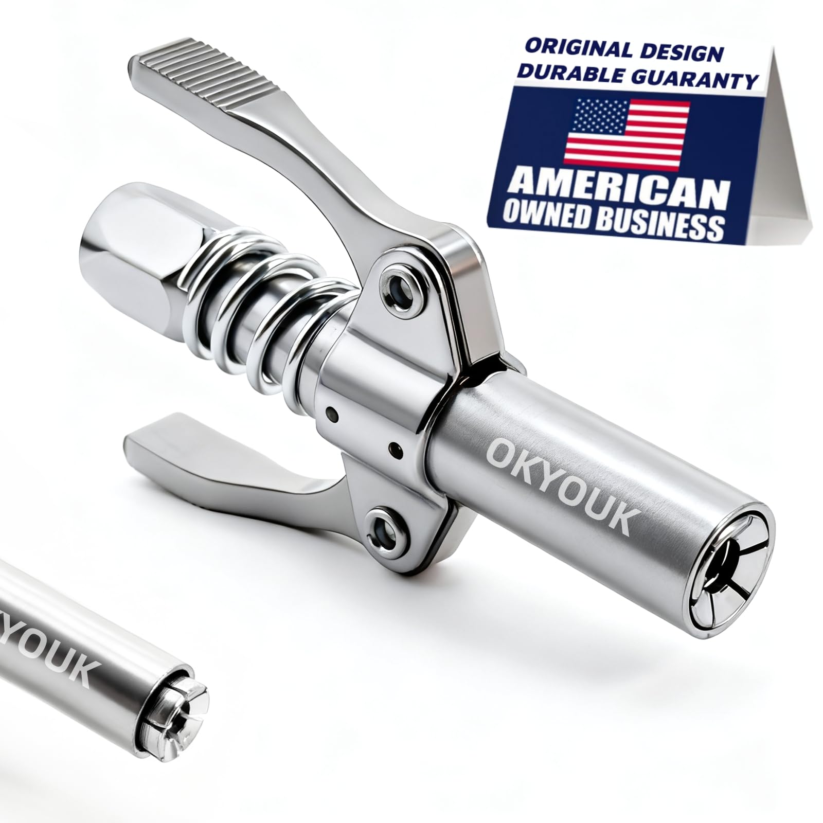 High Pressure Grease Gun Coupler, Standard 1/8" NPT Thread Lubrication Nozzle Fitting, Leak-Resistant Design for Automotive and Industrial Grease Guns