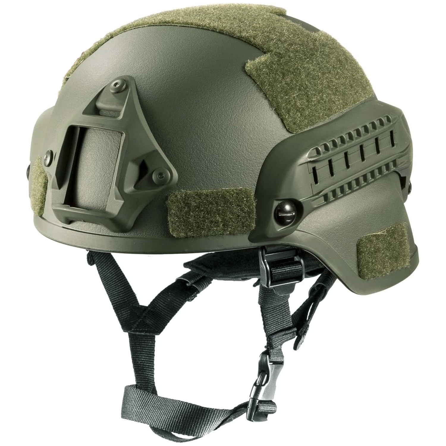 Airsoft Helm Mich 2000 ACH Taktischer Helm mit Gehörschutz, vorderer NVG-Halterung und Seitenschiene für Paintball Outdoor-Sportarten Jagd Schießen