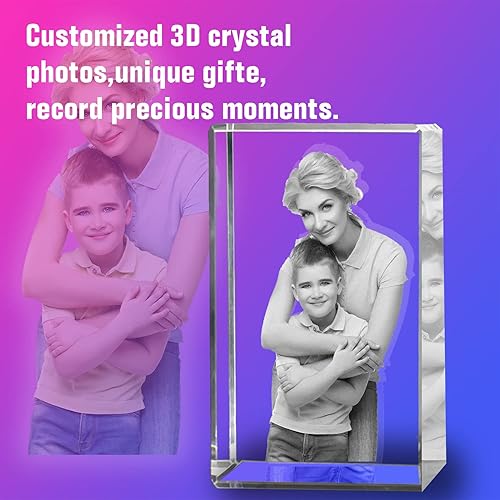 Miniatura 4 de Dr.TOUGH Foto de cristal 3D personalizada con luz, imagen 3D en cristal, imagen grabada con láser 3D, regalo personalizado para mamá, papá, pareja,