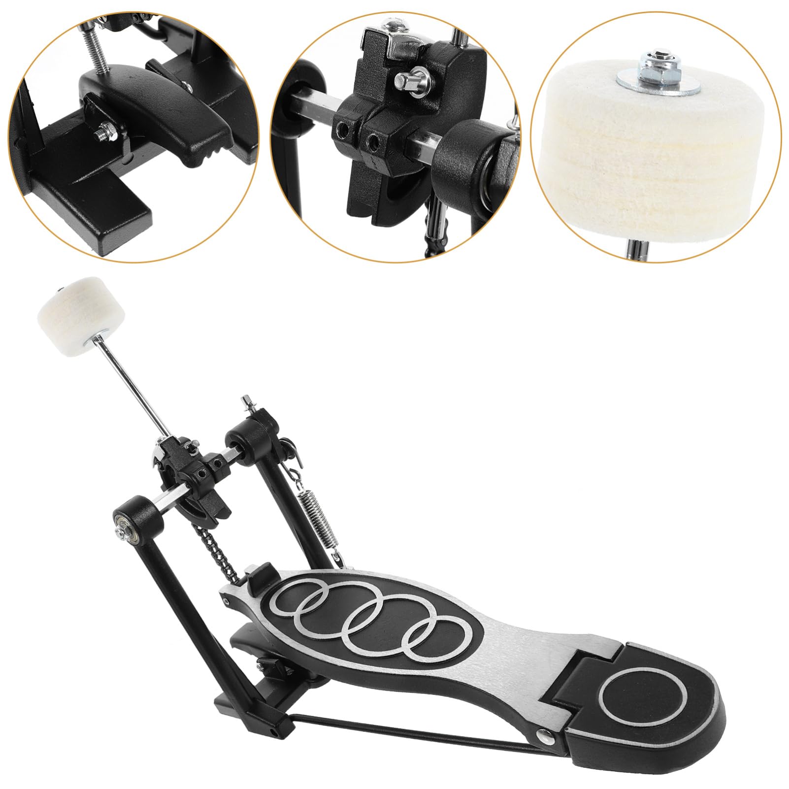 Pedale Singolo Per Batteria Design Antiscivolo e Martello Regolabile in Feltro, Accessorio Di Ricambio Per Batteristi Ed Esercizi Di Percussioni, Compatibile Batterie Acustiche Ed Elettroniche