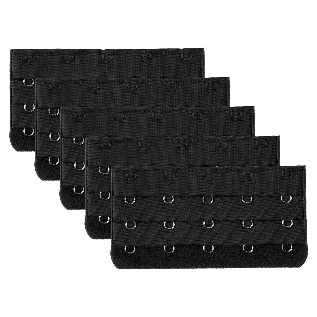 Uxcell Women's Black Sourcing Map 5 Rows Hook And Eye Tape Extension Bra Strap Extender 5 Pcs For