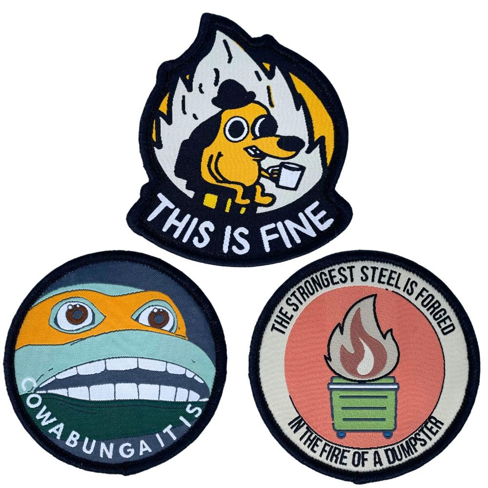 3PC Funny Patch Tactical Morale Patches Hook and Loop for Backpacks Large Military Army Molle Embroidered Applique Jacket Bag Hat Vest Cool Humor Meme