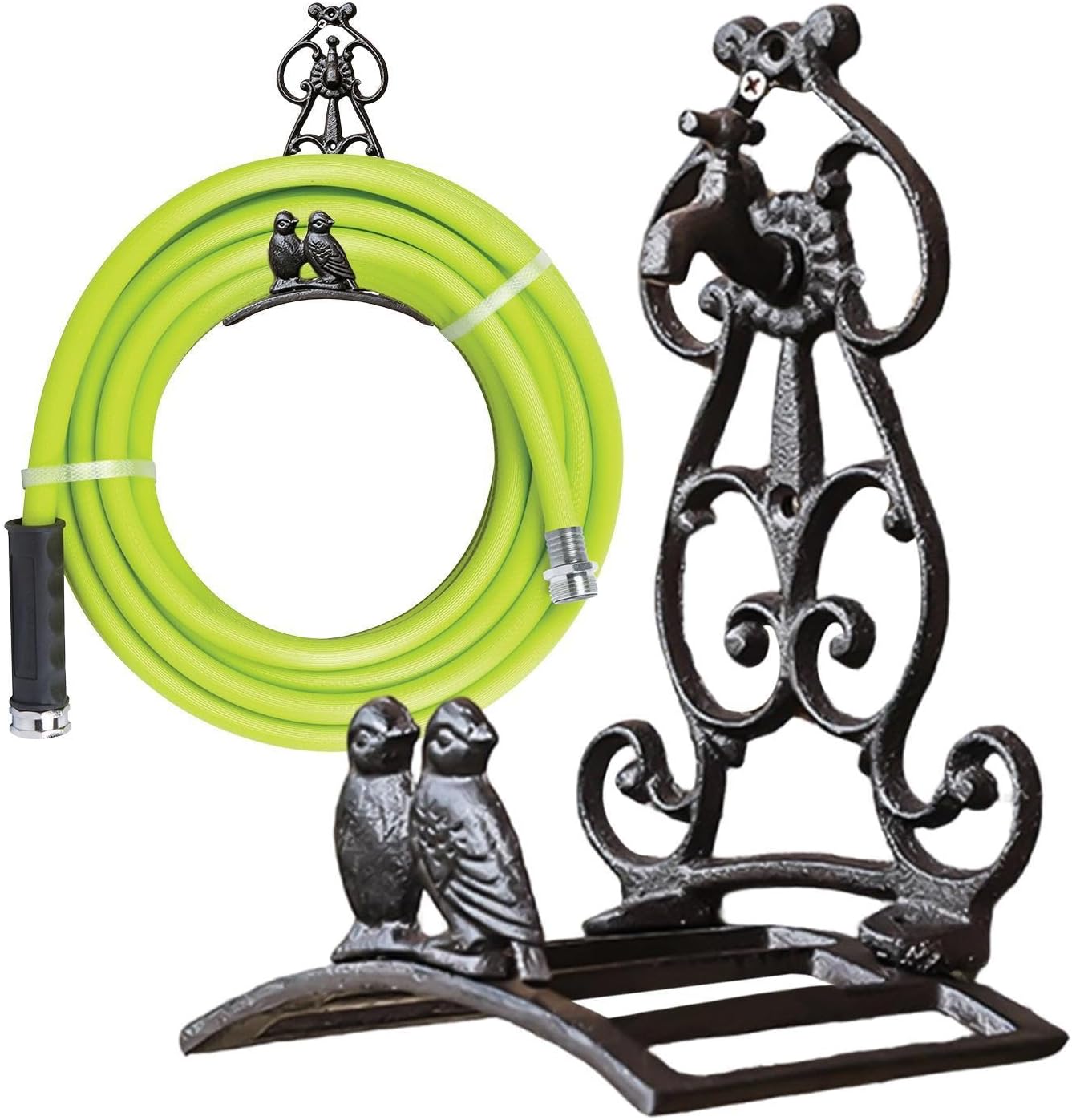 Metal Garden Hose Holder, Bird Design Wall Mounted Hose Hanger, Heavy Duty Wall Mounted Water Hoses Holder, Sturdy Water Hoses Reel Bracket For Yard Lawn Garden Patio