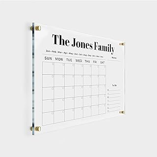 GOLD TEXT Acrylic Family Calendar - Personalized Dry Erase Board, Dry Erase Calendar, Monthly and Weekly Calendar, Transparent Calendar (24"x18", Standard Package)