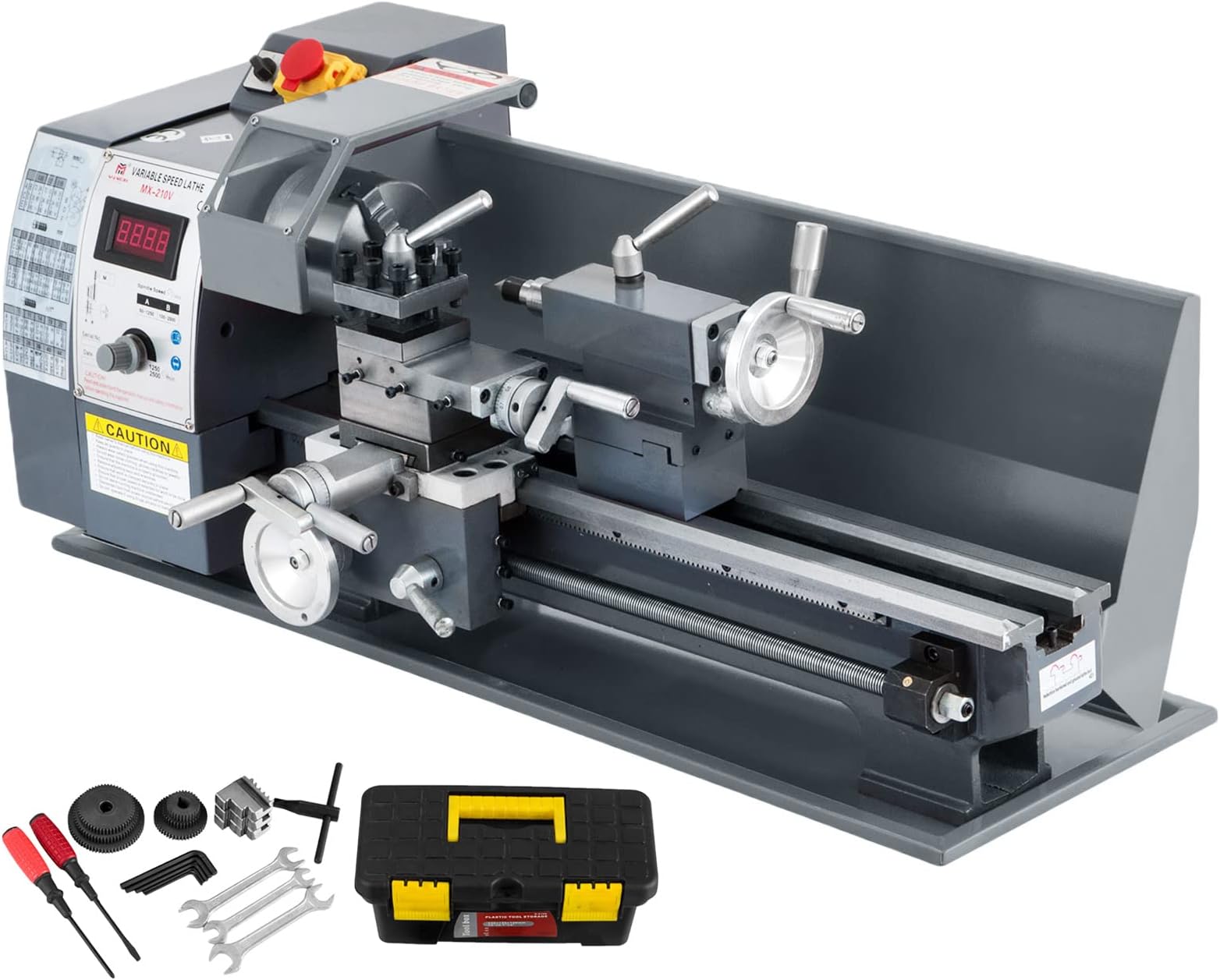 VEVOR Metal Lathe 8X16 Inches, Precision Mini Lathe Variable Speed 50-2500 RPM, MT2 Metal Work Lathe Speed Control, 750W Mini Metal Lathe Metal Milling for Turnings of Metal Wood Jade