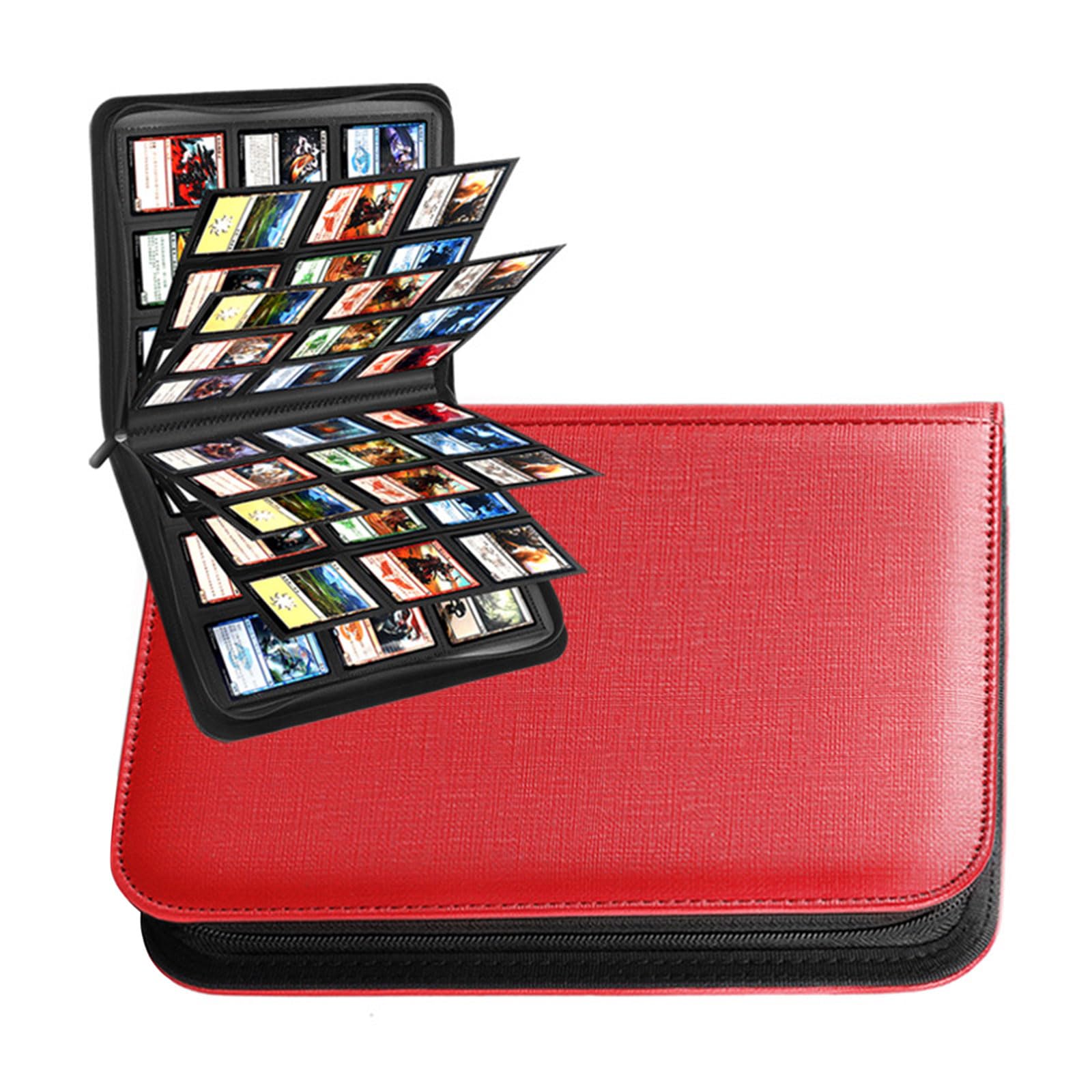 Hsioluted Red Spacious 9 Slot Album Holds 360 Cards For Sports Collectibles In Premium Pu Leather Collectible Card Display