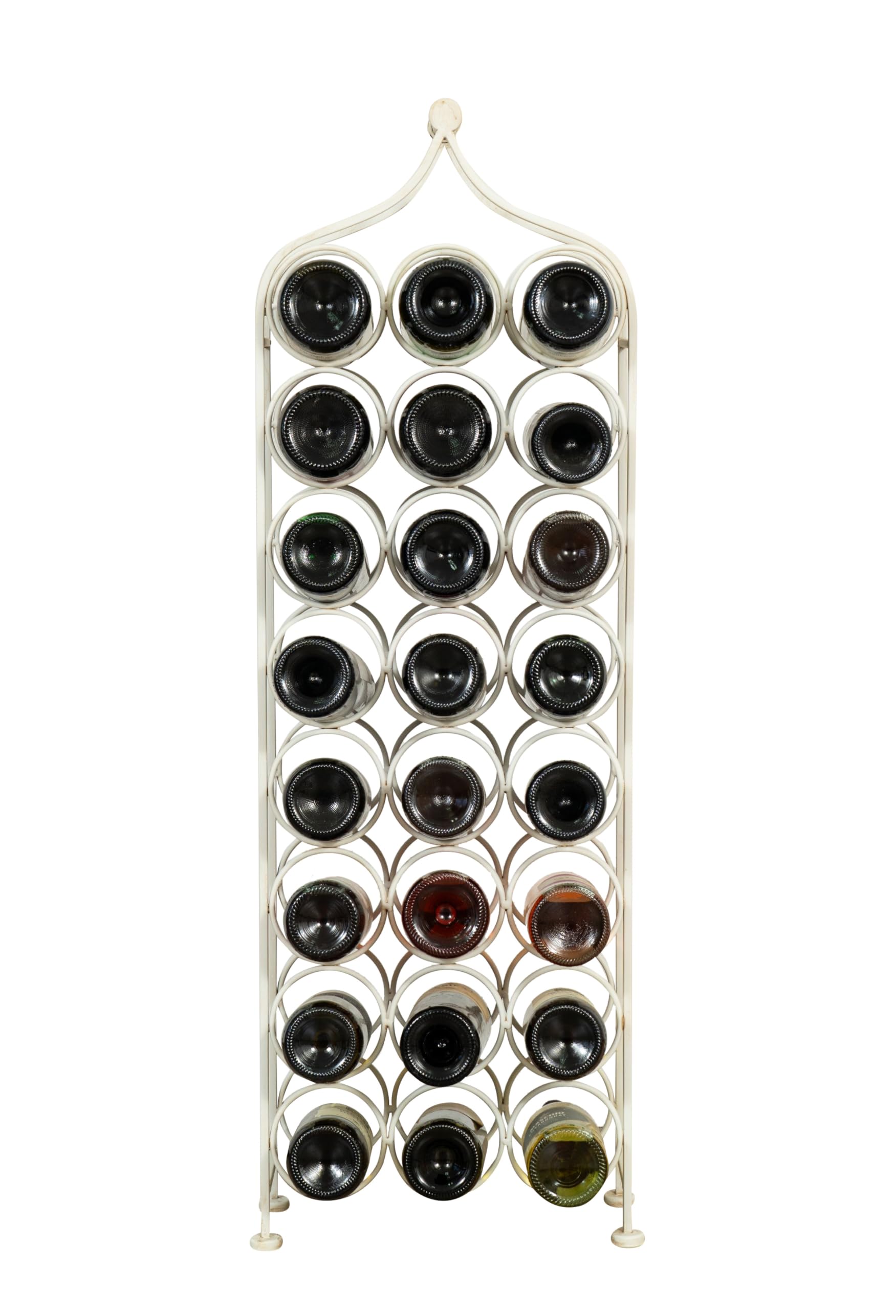Biscottini Portabottiglie Vino in Ferro 36x16x106 - Portavini - Porta Bottiglie Vino in Metallo Capienza 24 Bottiglie - Cantinetta Vino Finitura Bianca antica - Espositore - Portabottiglie Cucina Bar