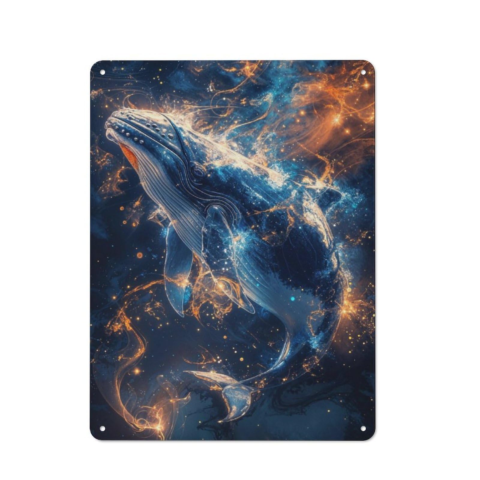 Junmoney Cosmic Celestial Whale Metal Sign 40X30cm With For Hallway Wall, Rustic Decor, For Furnishing A New Hallway With Rustic Decor