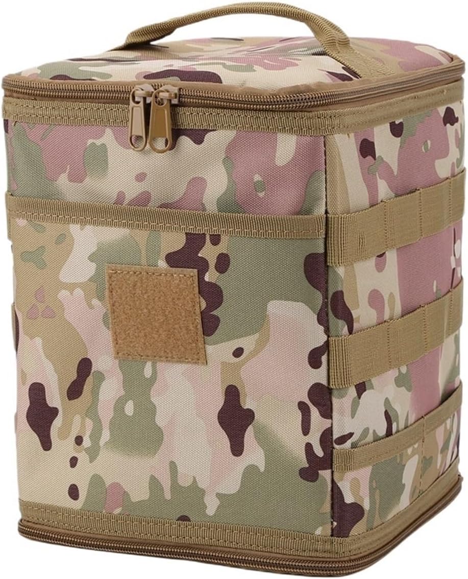 Outdoor Camping Tank Storage Bag Picnic Utensils Organizer Large Capacity Ground Nail Tool Bag Cooking Stove Storage Case(A Camouflage)