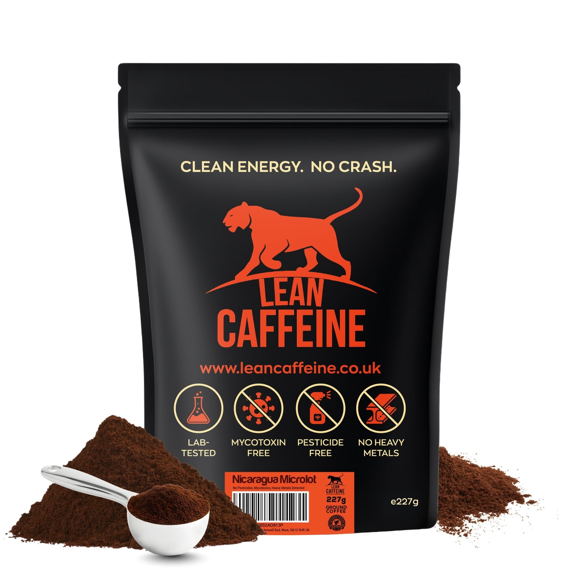 Sponsored Ad – Lean Caffeine Nicaragua Ground Coffee | Super Clean Mycotoxin Free Bulletproof Coffee | Dark Roasted, Low Acid Keto Coffee - 227g