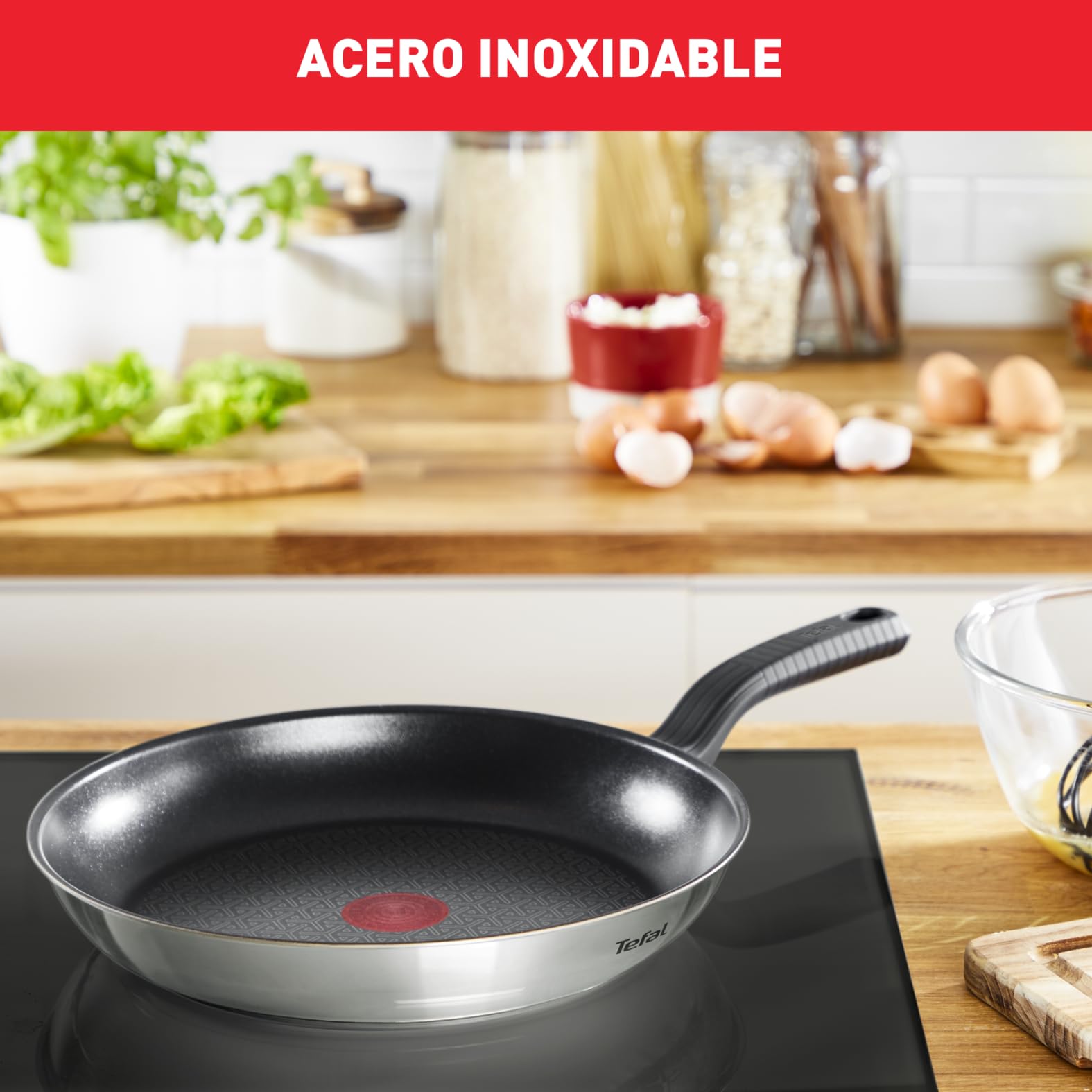 Tefal Comfort Max - Juego de 3 Sartenes de 20/24/28 cm, Apto inducción, antiadherente, revestimiento titanio, Thermo-signal, apto lavavajillas y horno, acero inoxidable — view 3