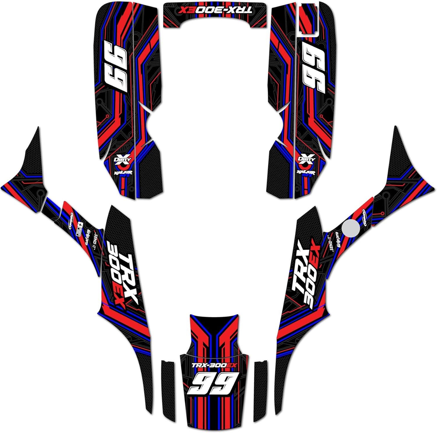 Graphics Kit for Honda TRX 300EX (1993-2006) Electron Series Magenta 21 Mil - Pro Edition - ATV UTV Dirt Bike Stickers, Quad Dirtbike Racing Decal Automotive Accessories no-Plastics