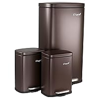 Vista 11 de Elama Kitchen, Home and Office Versatile Step Trash/Recycling Bin with Slow Close Mechanism (3 Piece 13 Gallon + 2 x's 1.32 Gallons Silver)