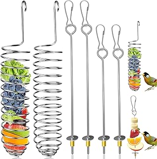 6 Stück Wellensittich Futterspender, Obst- und Gemüsehalter, Hängende Vögel Käfig Füttern Zubehör für Papageien Tauben Sparven Schwalben (Silber)