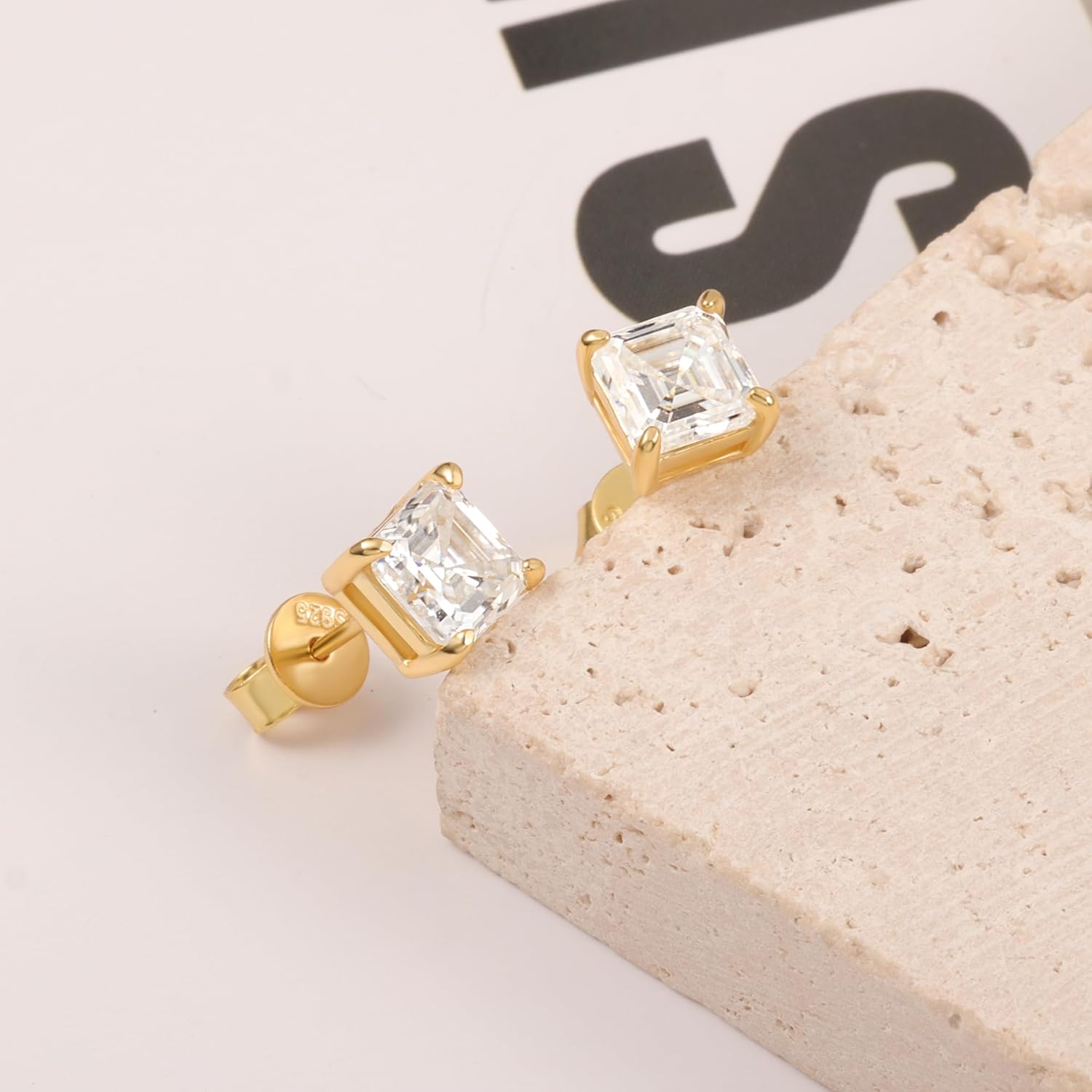 Moissanite Stud Earrings for Women 14K Gold Plated Sterling Silver Stud Earrings 6mm 2ct Asscher Cut D Color VVS1 Moissanite Stud Earrings Lab Created - Image 6
