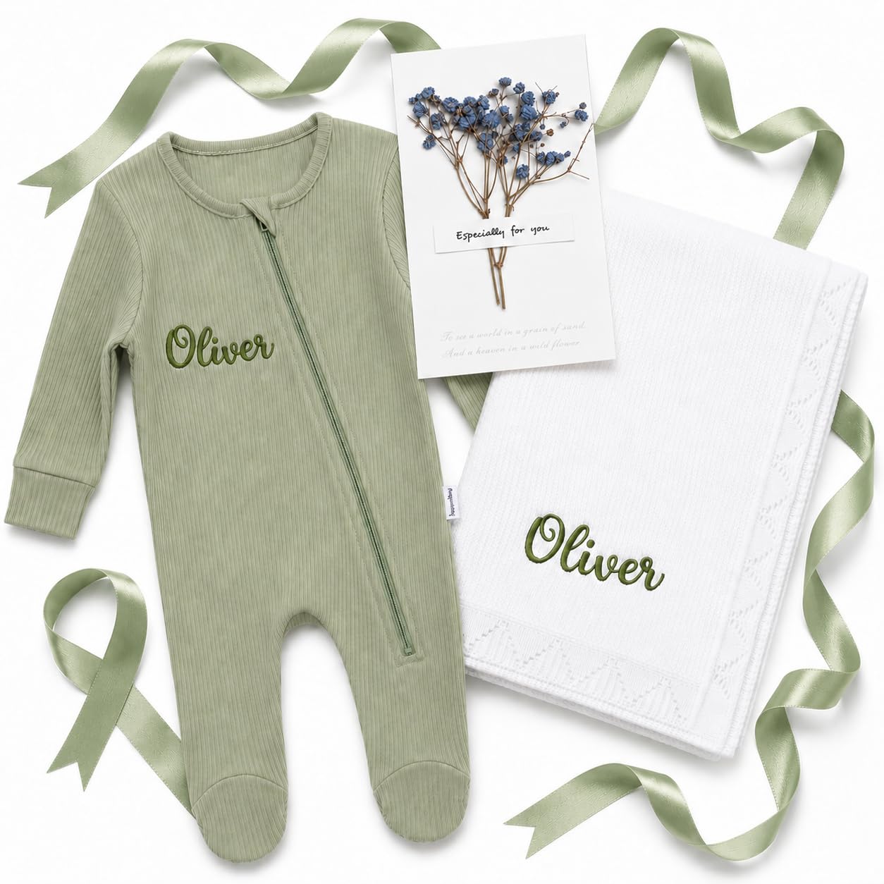 Personalised Baby Blanket & Romper Gift Set, Embroidered Name (O4, 2-3Y)