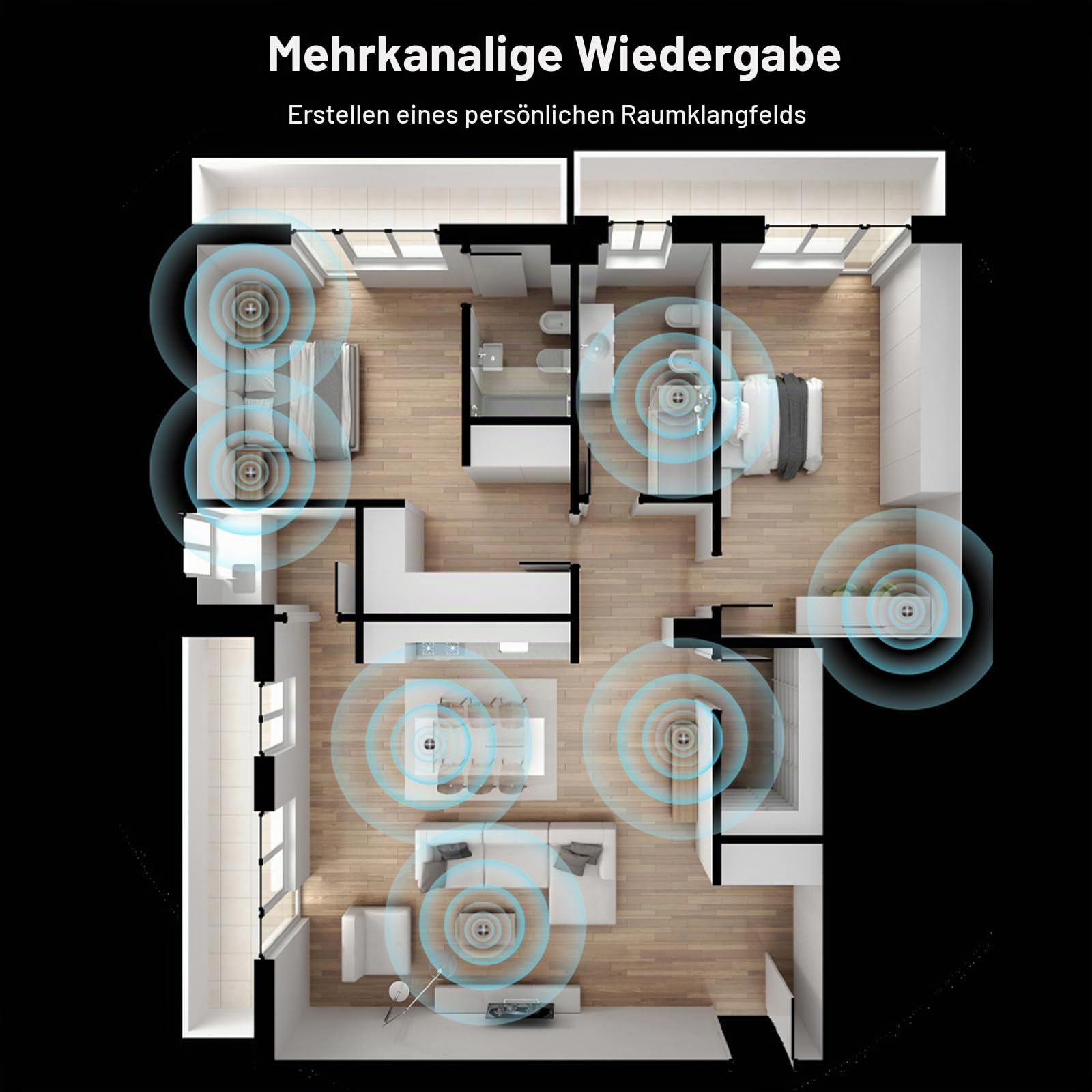 Docooler Knochenleitungslautsprecher Mini Wireless BT 5.0 Lautsprecher Echte kabellose Lautsprecher EQ-Modus einstellbar mit Buntem Umgebungslicht IP54 wasserdicht