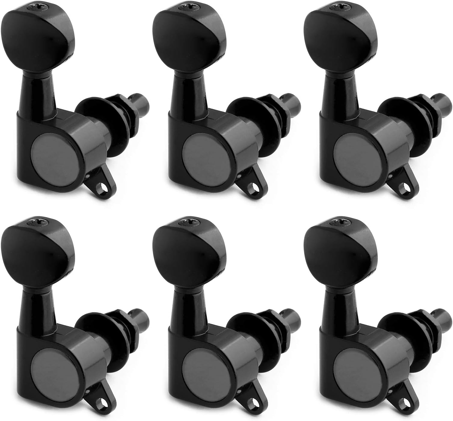 Holmer Guitar String Tuning Pegs Tuning Machines Sealed Machine Heads Grover Tuners Tuning Keys Oval Button 6 In Line for Right Handed Electric Guitar or Acoustic Guitar Black.