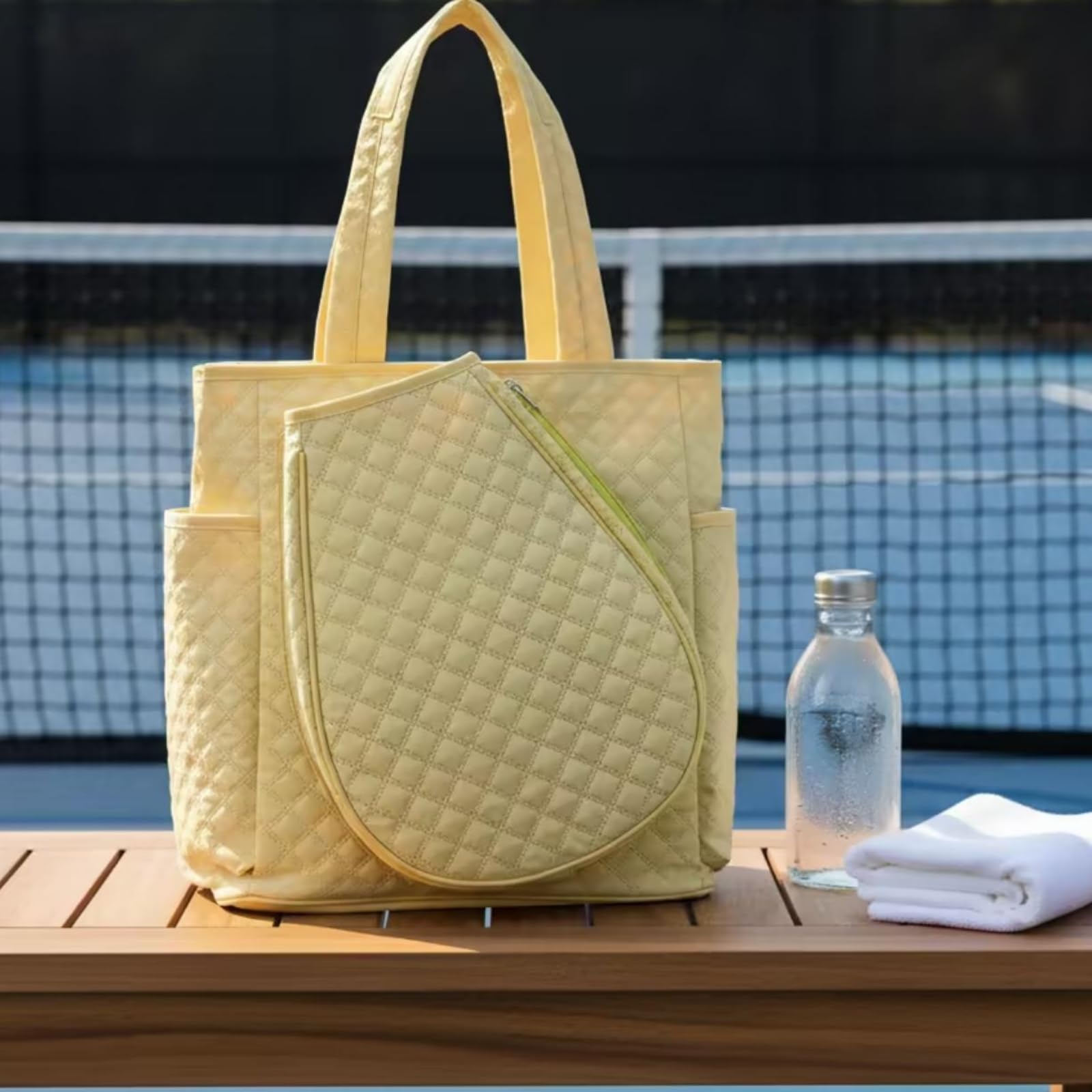 Borsone con Funzione Zaino Trapuntato, Giallo, Giallo, 36-55L | Grande Capacità 36-55L, Borsa Sportiva, per , Atleti, Studenti