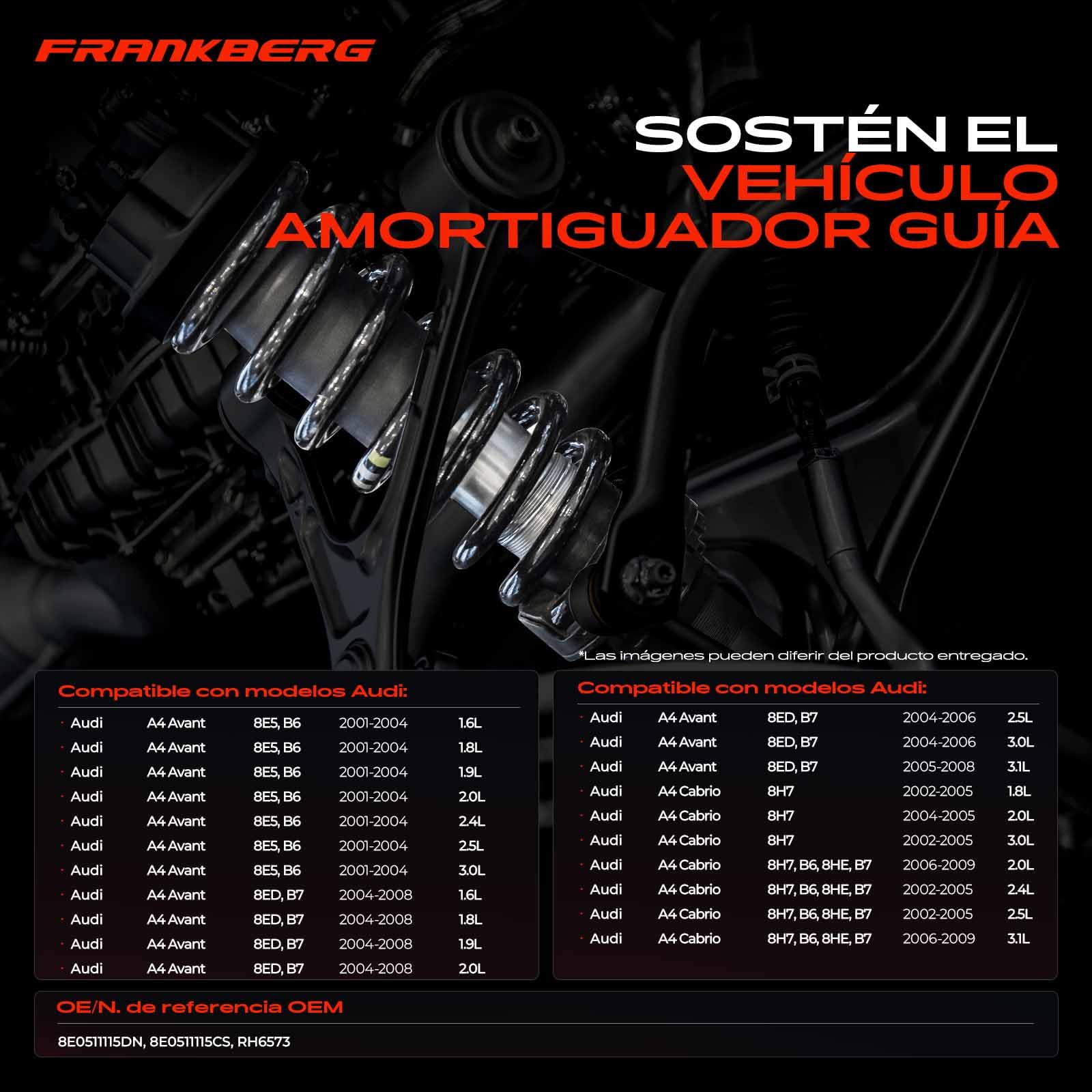 Frankberg 2 muelles de suspensión para eje trasero 8E0511115DN | Compatible con: A4 Avant 8E5, A4 Cabriolet 8H7, A4 Cabriolet 8HE, A4 Cabriolet 8H7 B6 8HE B7, A4 Avant 8ED