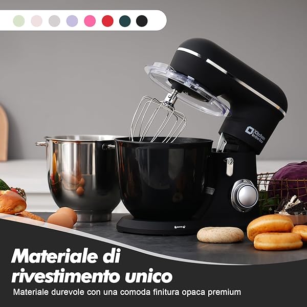 Kitchen in the box Kitchen in the box Planetary Mixer, 2 Bowls 4.5 L + 5 L Professional Kneader, 10 Speed with Hook Kneader, Mixer, Whisk, 1300 W (Black) in use