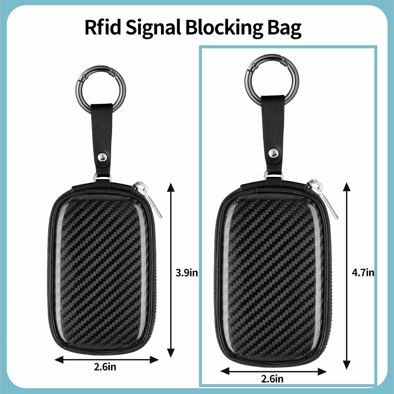 T-carbon Faraday Tasche für Autoschlüssel, Größe M, Schwarz