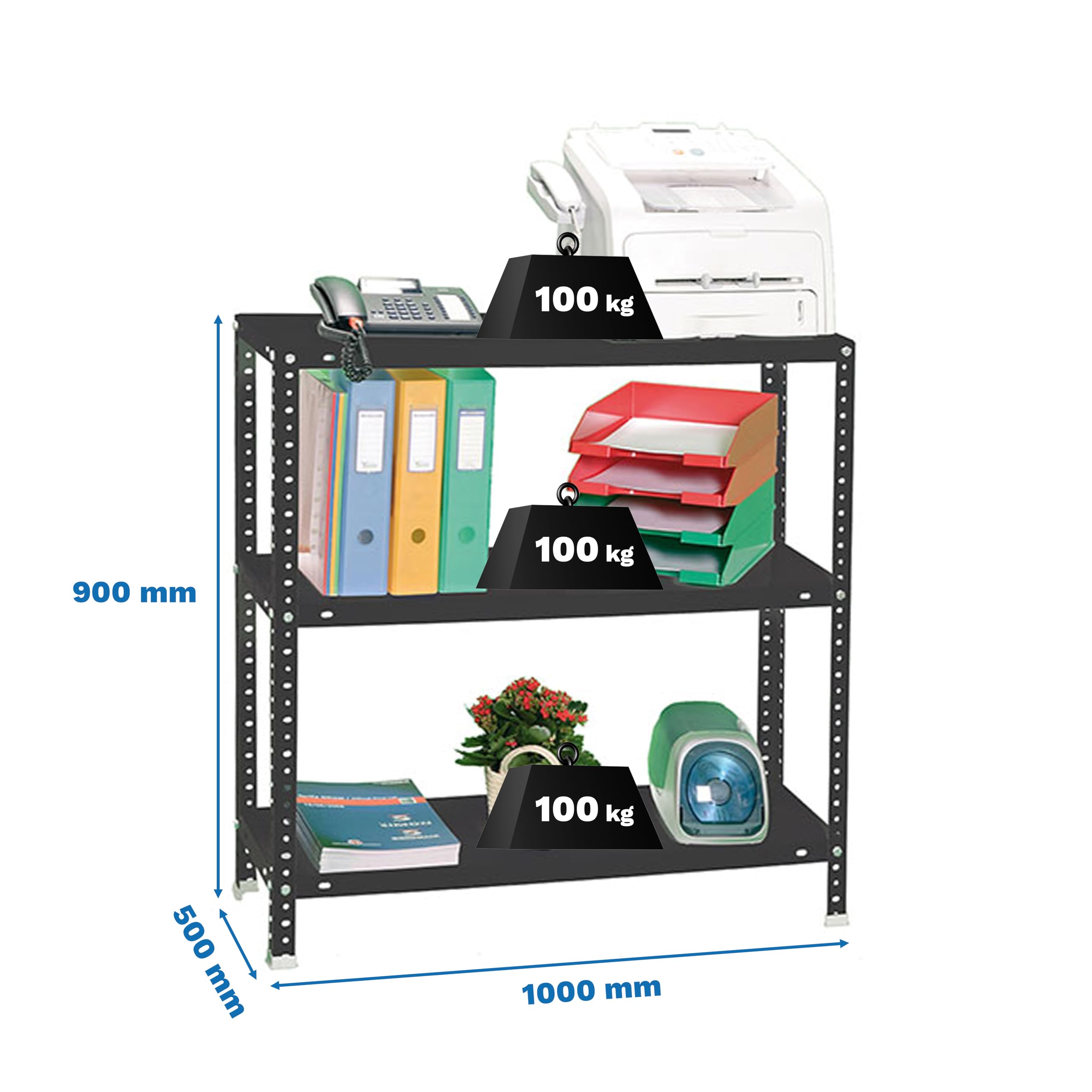 PROREGAL Scaffale imbullonato PANDA MINI | AxLxP 90x100x50cm | Portata per ripiano 100kg | Antracite | Scaffale indipendente Scaffale da cantina