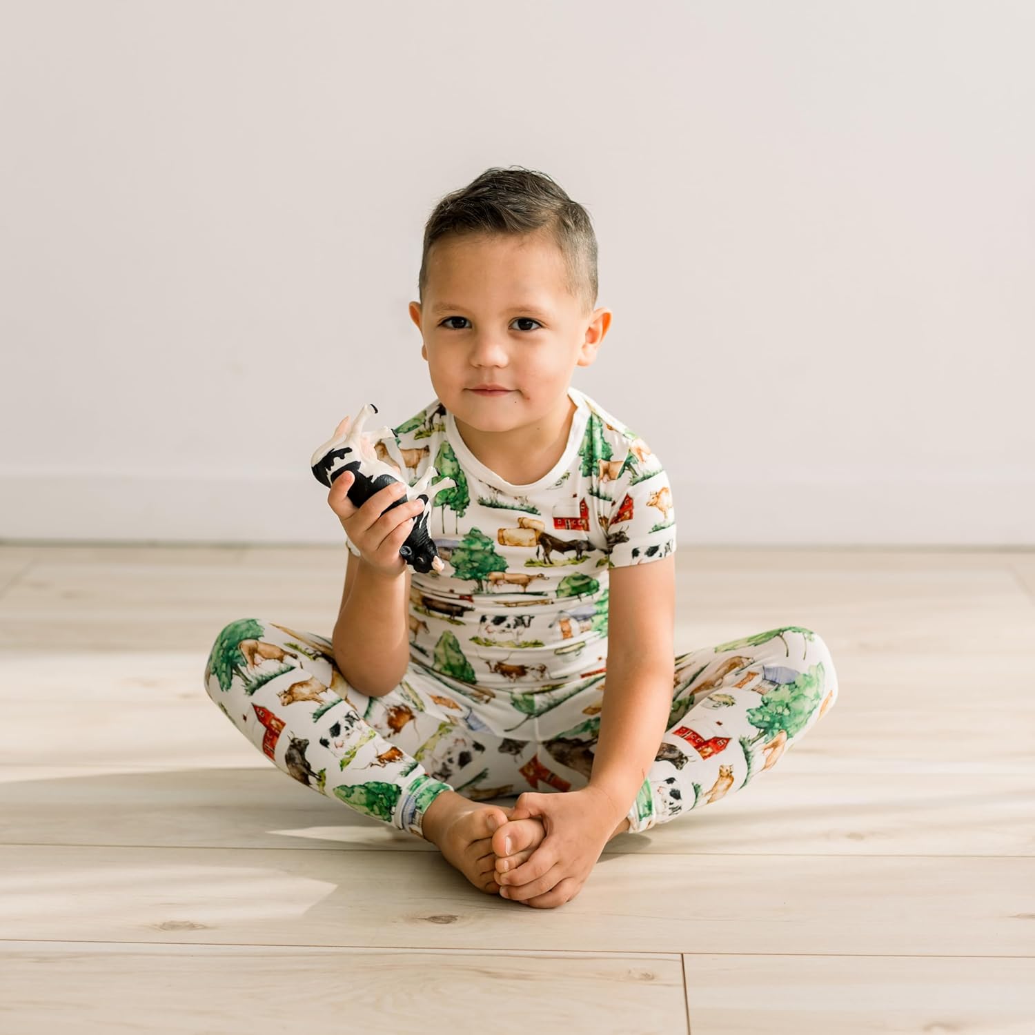 KicKee Print Short Sleeve Pajama Set – Stretchy Viscose from Bamboo Sleepwear for Toddlers and Kids