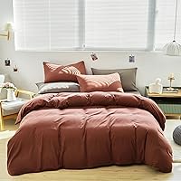 Vista 49 de Luxlovery - Juego de edredón azul neblina, tamaño matrimonial, minimalista, azul polvoriento, edredones de algodón suaves y transpirables, azul