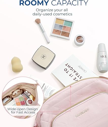 Miniatura 2 de BAGSMART Bolsa de maquillaje de viaje, bolsa de maquillaje acolchada para mujer, bolsa organizadora de maquillaje, bolsa de apertura amplia, bolsa