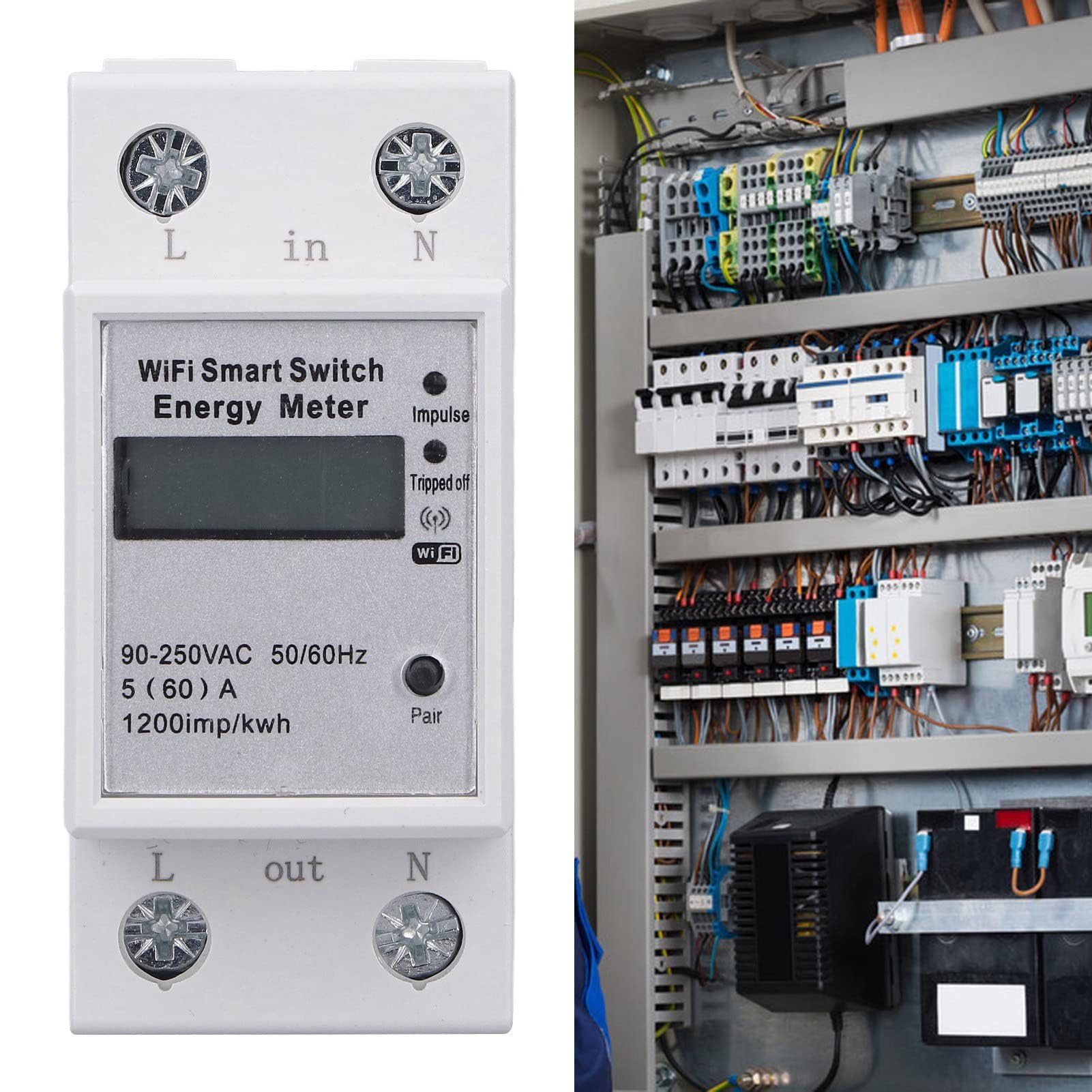 Medidor Energía Inteligente WIFI Monofásico 2P LCD Monitor Consumo para Tuya ZMAI-90 Carril DIN Hogar
