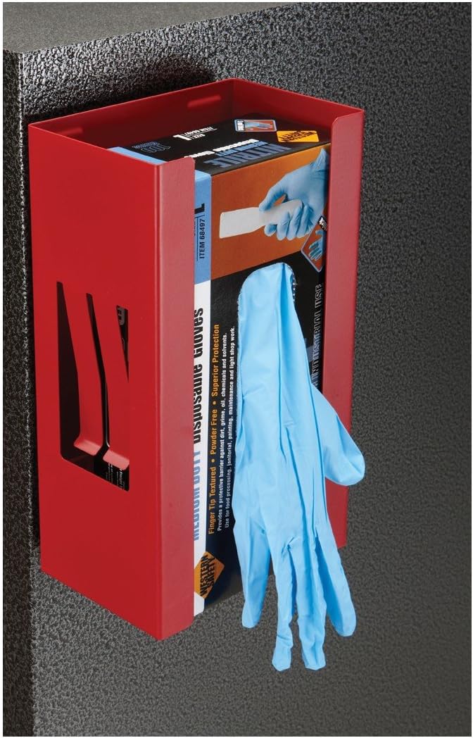 Red Modern Rectangular Plastic Magnetic Glove or Tissue Dispenser Holder