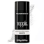 Toppik Hair Building Fibers, White, 27.5g, Fill In Fine or Thinning Hair, Instantly Thicker, Fuller Looking, 9 Shades for Men & Women, Keratin Protein Formula