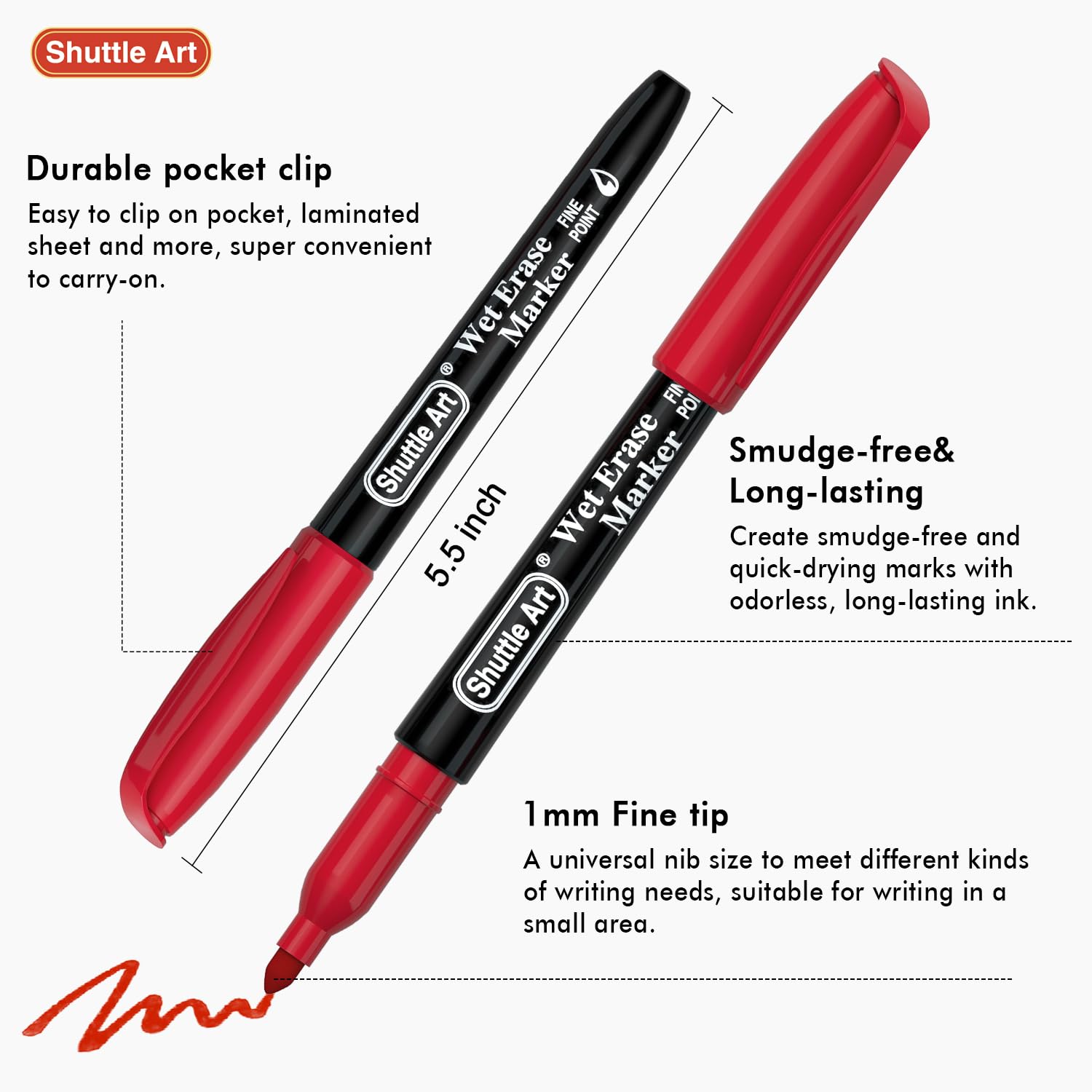 Amazon.co.jp: Shuttle Art ホワイトボードマーカー 水で消せる