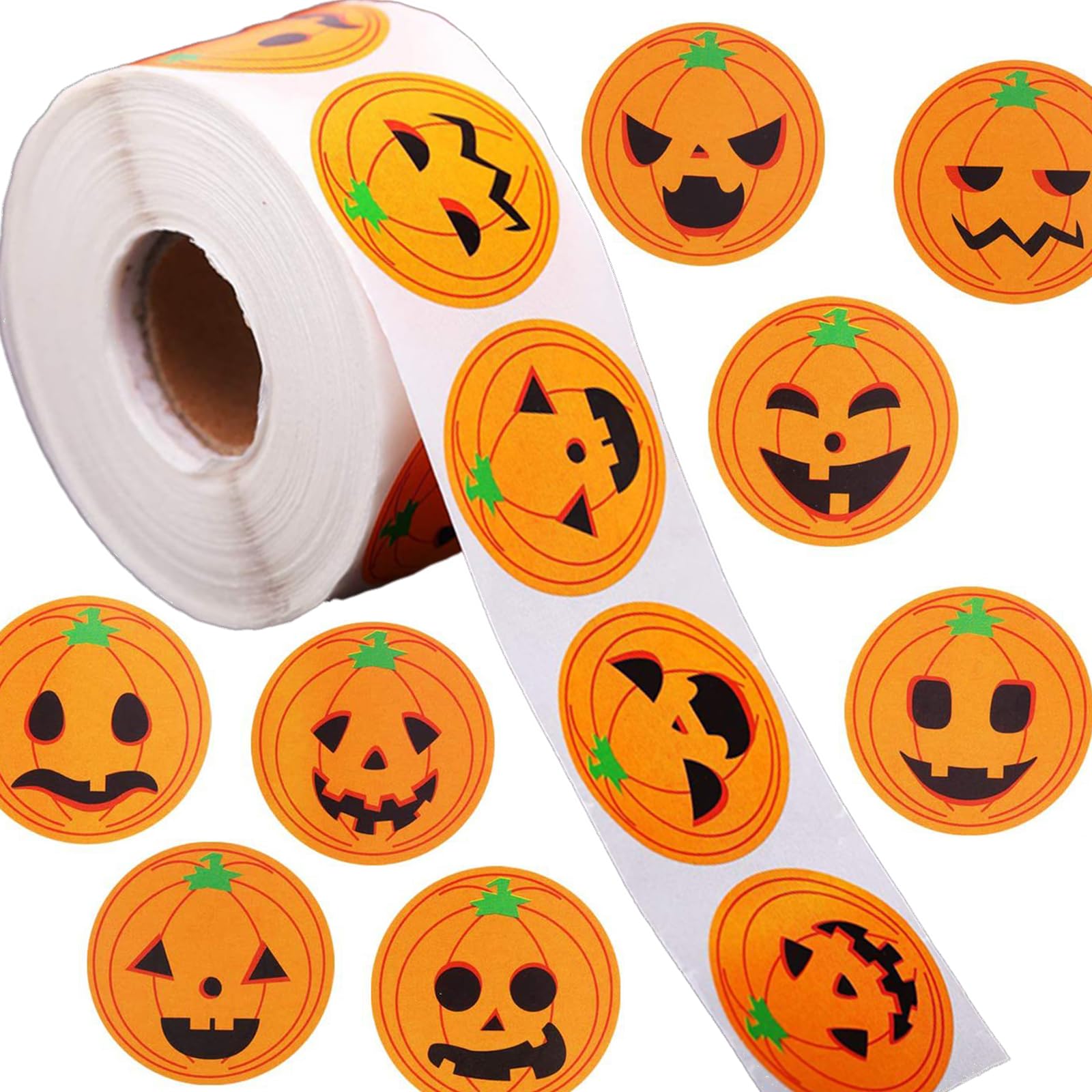 500pcs Round Halloween Stickers 2.5cm,Halloween Stickers Roll Pumpkin Round Self Adhesive Stickers for Card Making Sealing Envelopes Wrapping Presents Halloween Party Stickers Decoration โ image 1