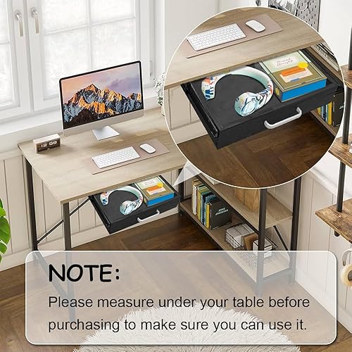 Miniatura 7 de Cajón extraíble deslizante montado debajo del escritorio de madera mejorado, con rodamientos de bolas, organizador de almacenamiento para cajones