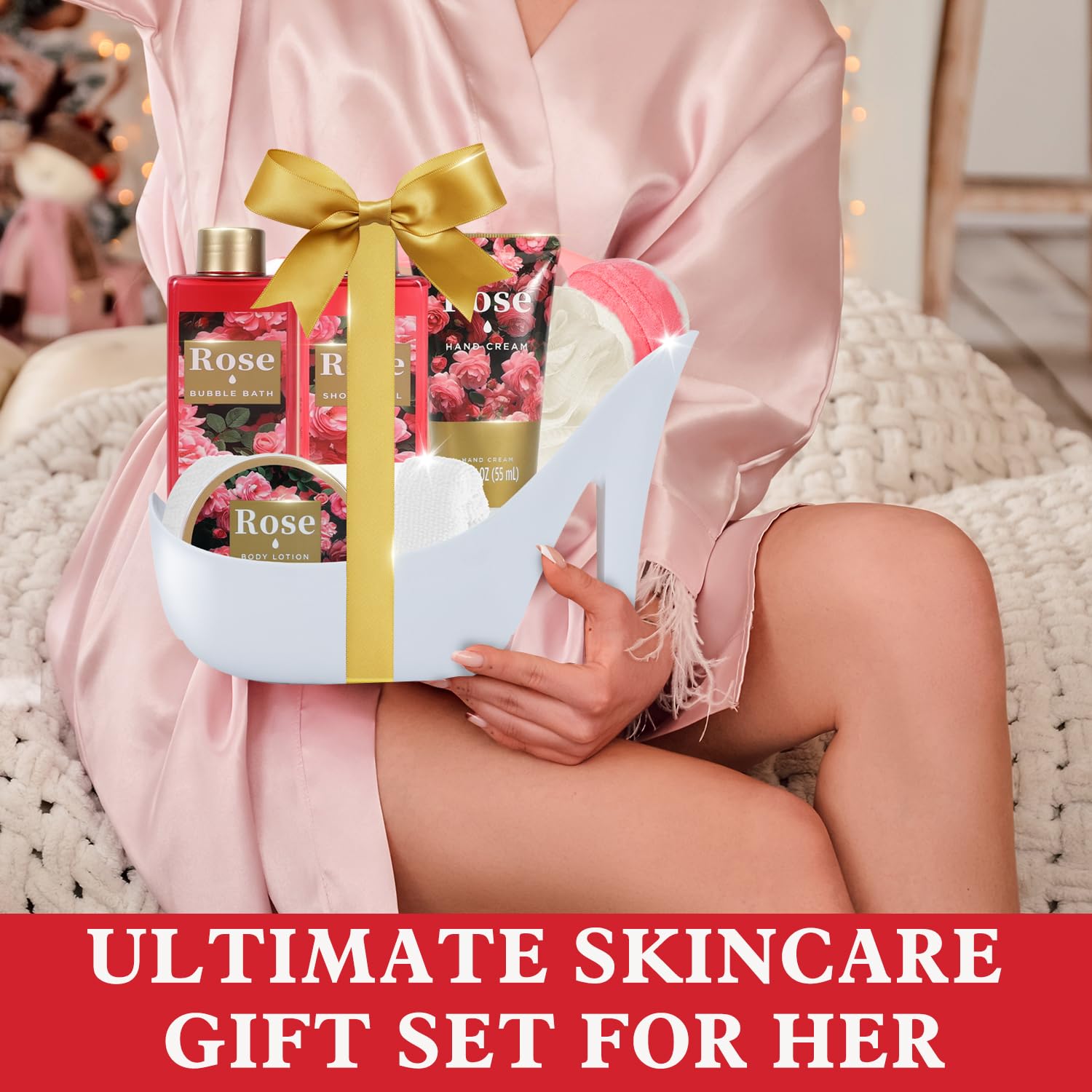 Spa Luxetique Gifts for Women High Heel Gift Set for Women 8pcs Bath Sets Romantic Rose Home Spa Kits for Wife Girlfriend Mom Grandma Valentines Day Gifts for Her - Image 6