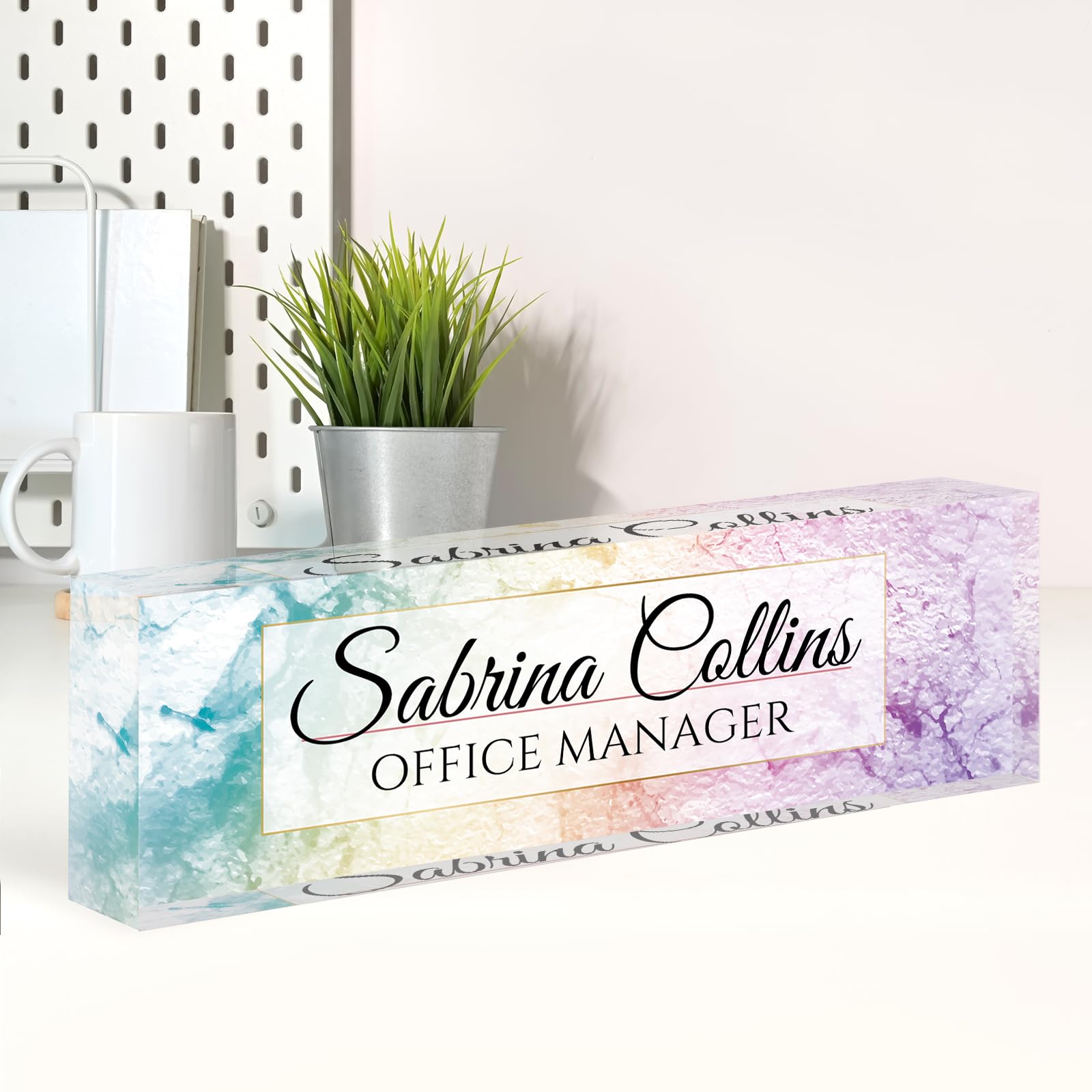 Name Plate for Desk, Desk Name Plate Personalized, Office Decor for Women Men, Acrylic Desktop Accessories, Office Appreciation Gifts for Boss Social