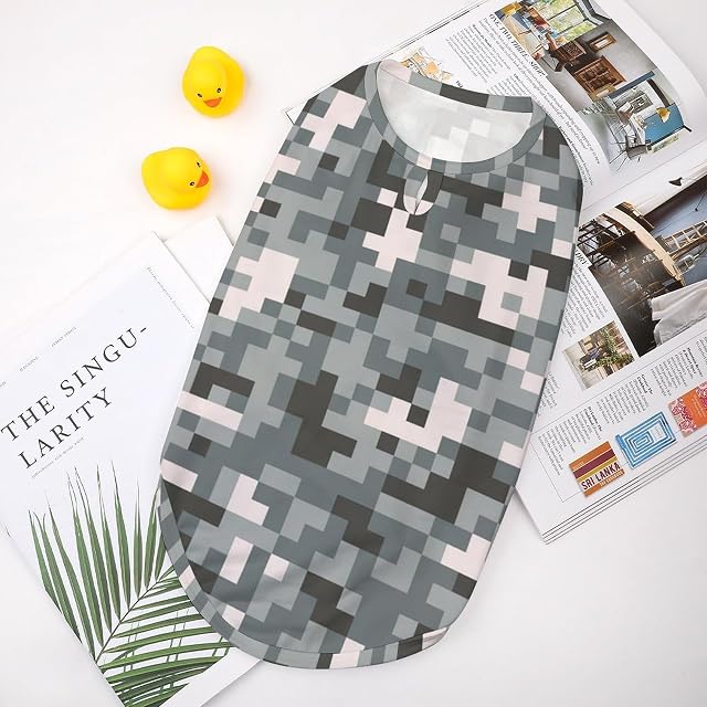 Foto 3 de 8 de Camisas para Perros de Camuflaje con píxeles Digitales, Ropa Estampada para Mascotas, Camisas para Cachorros