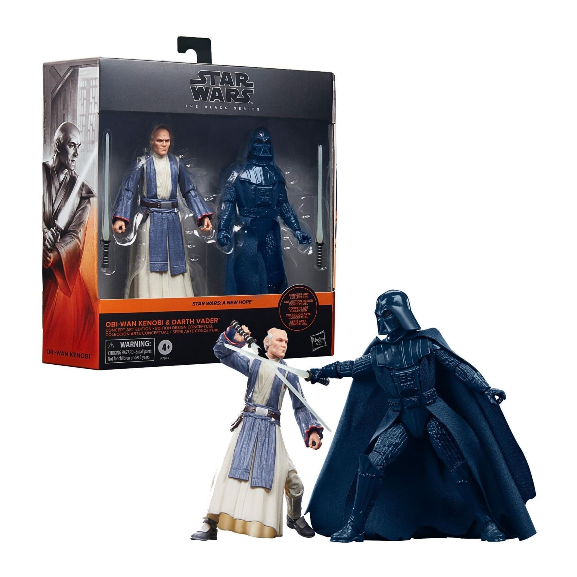 Star Wars OBI-Wan Kenobi and Darth Vader Action Figure Set (Ralph McQuarrie Edition) A New Hope Black Series 6-Inch by Hasbro F7647 Ages 4 and Up