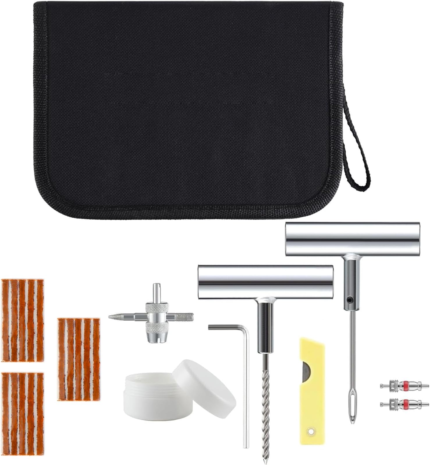 Tire Repair Kit, Tyre Puncture Repair Kit for Flat Tire Puncture, Tire Plug Tool for Car, Motorcycle, ATV, Jeep, Truck - 24 Pcs