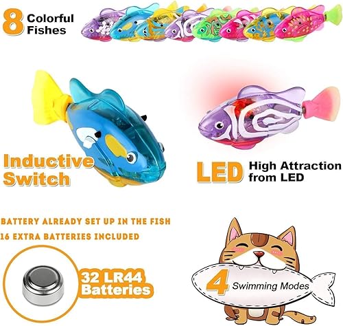 Miniatura 6 de Juguete interactivo para gatos de interior, robot de natación, juguete interactivo para gatos de interior, enriquecimiento electrónico para gatos,